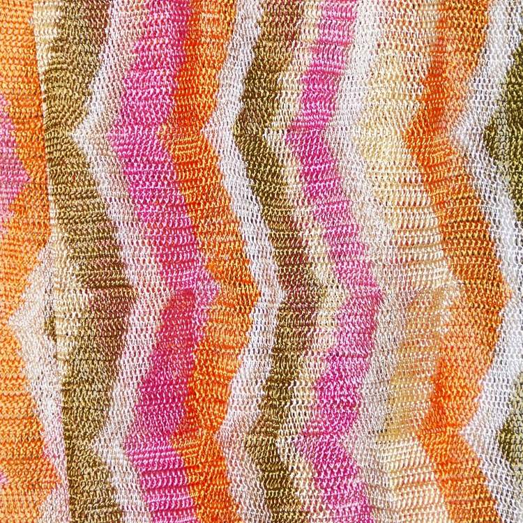 Pre Owned Missoni Multicolor Zig Zag Knit Fringed Scarf