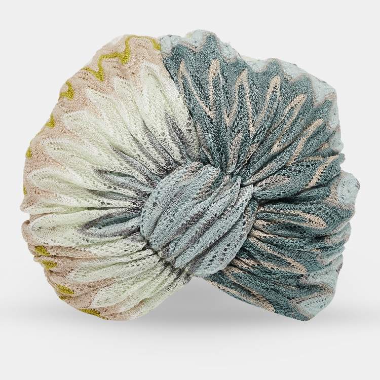 Pre Owned Missoni Multicolor Chevron Knit Beach Turban Size 56