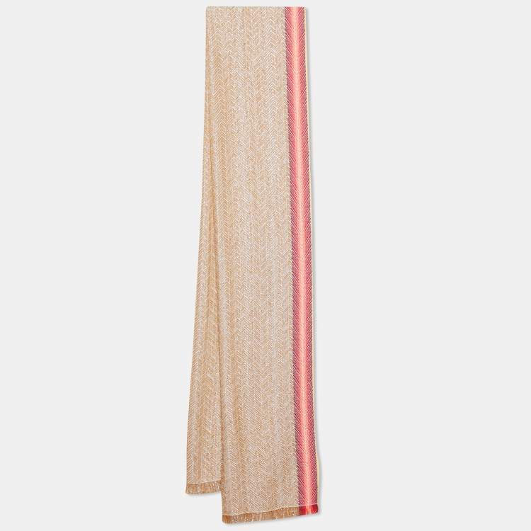 مملوكة مسبقًا Missoni Vintage Multicolor Lurex Knit Fringed Scarf