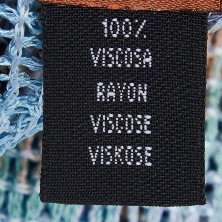 Pre Owned Missoni Vintage Blue Patterned Knit Fringed Scarf