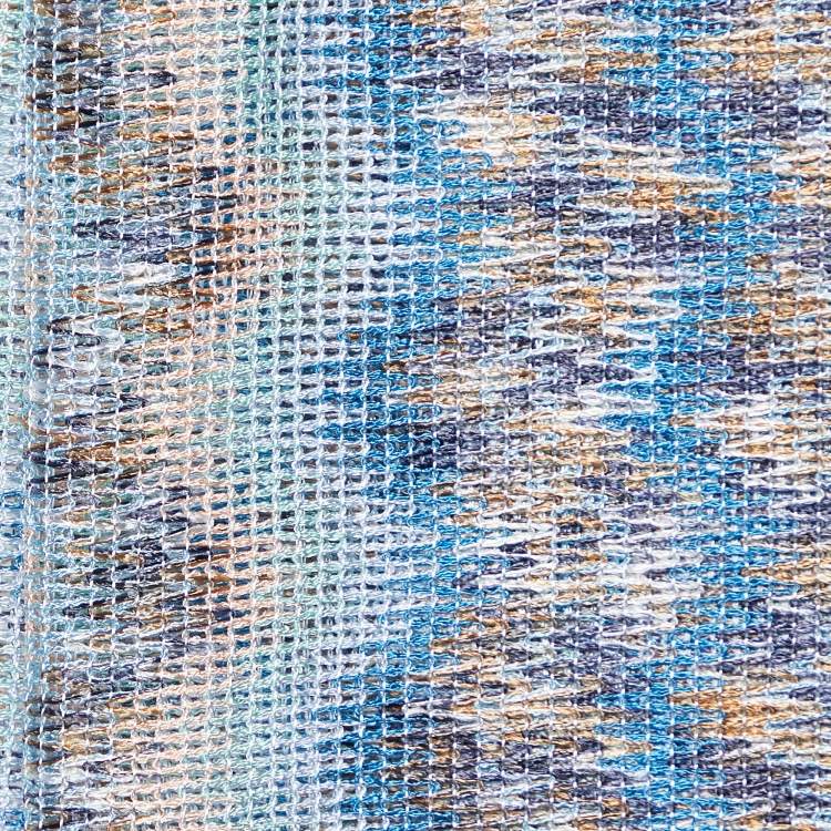 Pre Owned Missoni Vintage Blue Patterned Knit Fringed Scarf