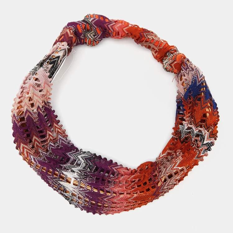 مملوكة مسبقًا Missoni Multicolor Patterned Knit Stretch Headband 