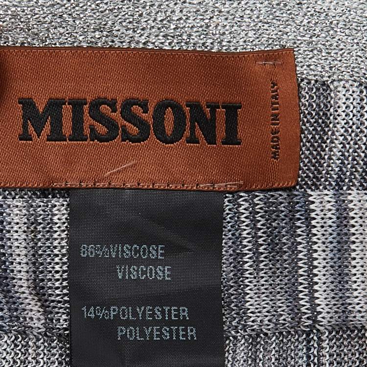 Pre Owned Missoni Grey Ribbed Lurex Knit Stole