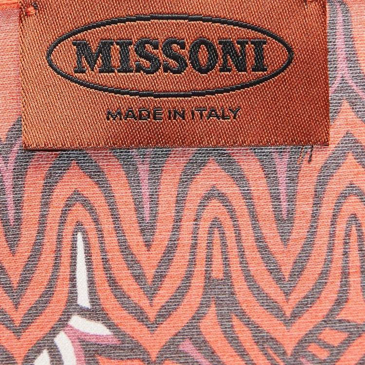 Pre Owned Missoni Pink/Orange Chevron Print Silk Scarf