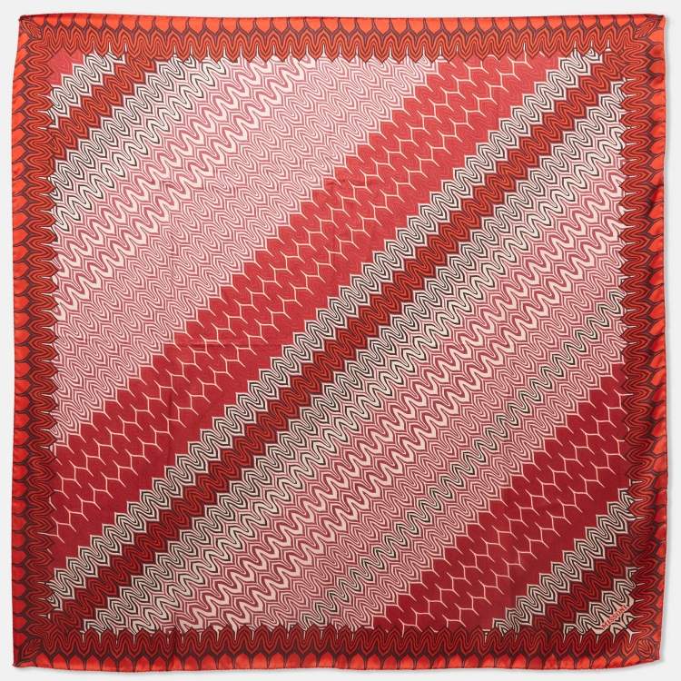Pre Owned Missoni Pink/Orange Chevron Print Silk Scarf
