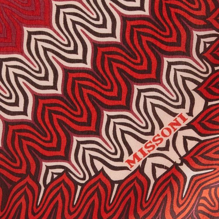 Pre Owned Missoni Pink/Orange Chevron Print Silk Scarf