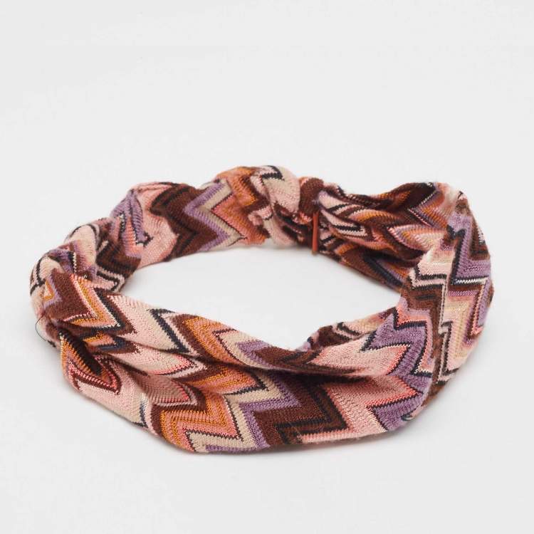Pre Owned Missoni Multicolor Chevron Knit Headband One Size