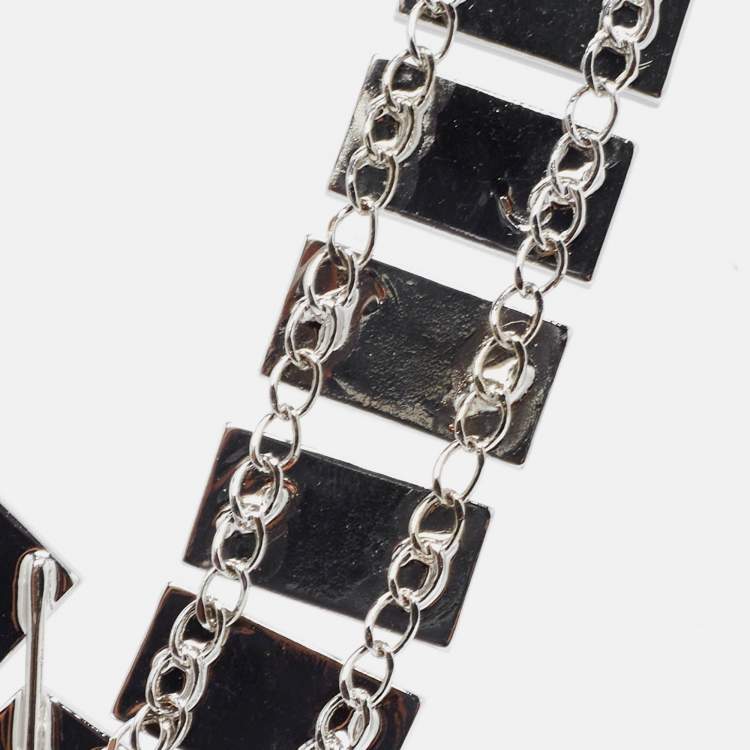 Pre Owned Missoni Enamel Silver Tone Geometric Shaped Long Necklace