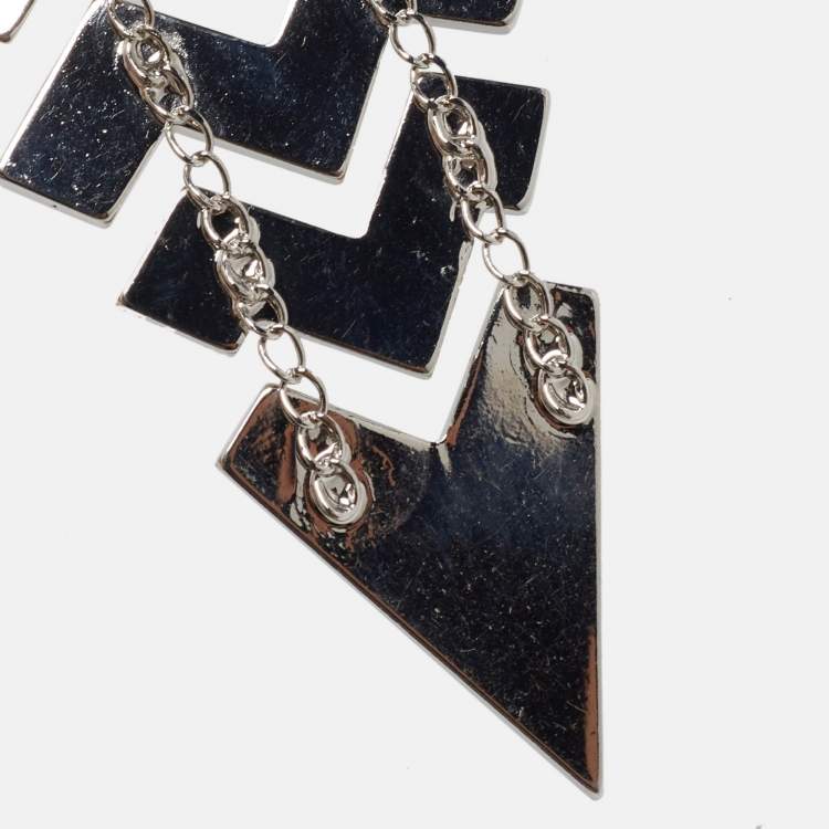Pre Owned Missoni Enamel Silver Tone Geometric Shaped Long Necklace