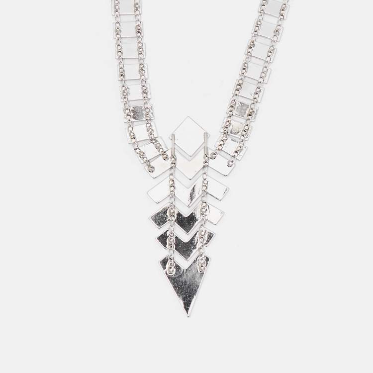 Pre Owned Missoni Enamel Silver Tone Geometric Shaped Long Necklace