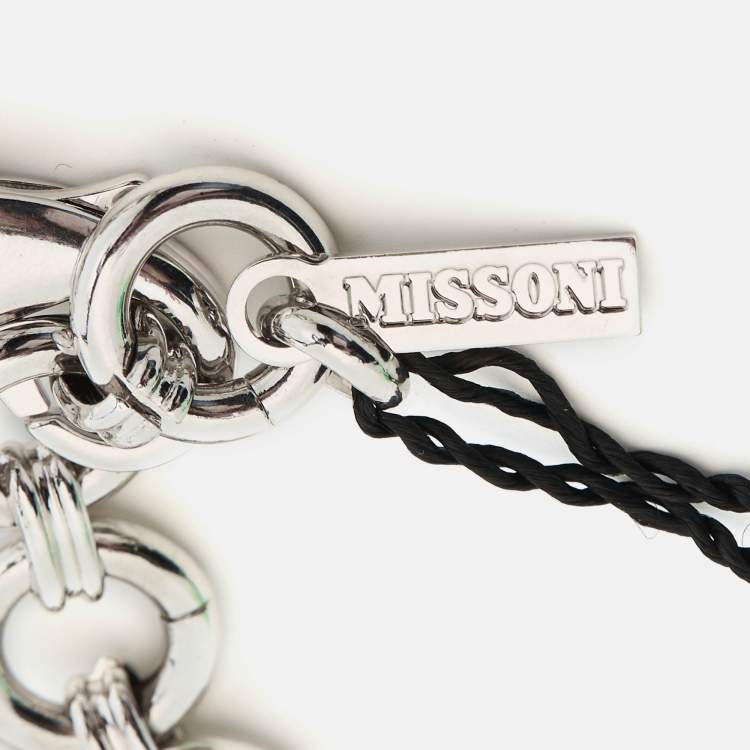 Pre Owned Missoni Enamel Silver Tone Geometric Shaped Long Necklace