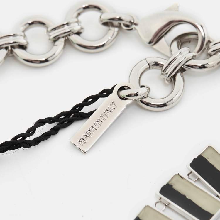 Pre Owned Missoni Enamel Silver Tone Geometric Shaped Long Necklace