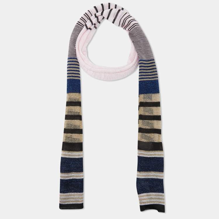 Pre Owned Missoni Pink Striped Lurex Knit Stole