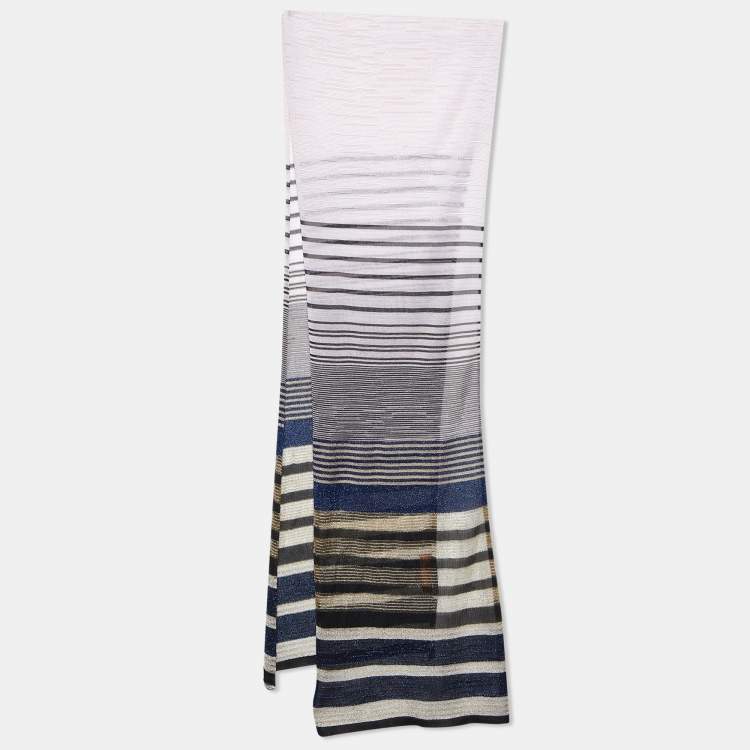 Pre Owned Missoni Pink Striped Lurex Knit Stole