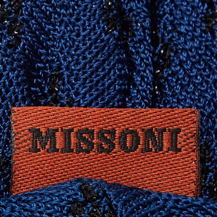 Pre Owned Missoni Navy Blue Knit Wide Headband