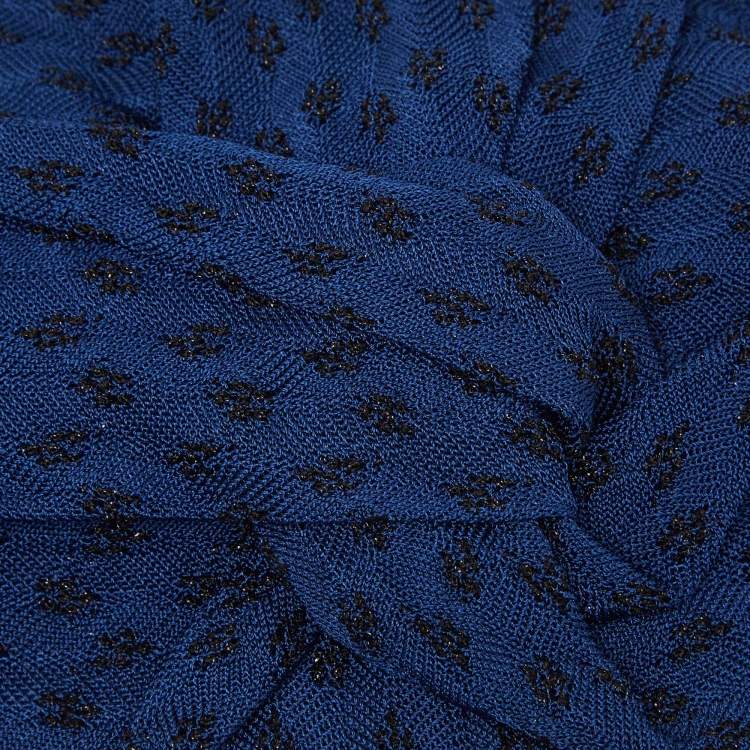 Pre Owned Missoni Navy Blue Knit Wide Headband