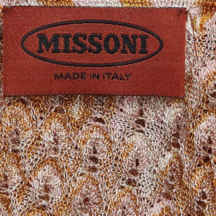 Pre Owned Missoni Orange/Pink Textured Lurex Knit Stole
