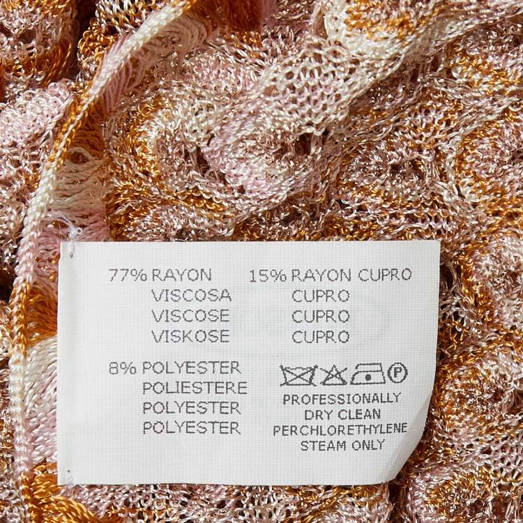 Pre Owned Missoni Orange/Pink Textured Lurex Knit Stole