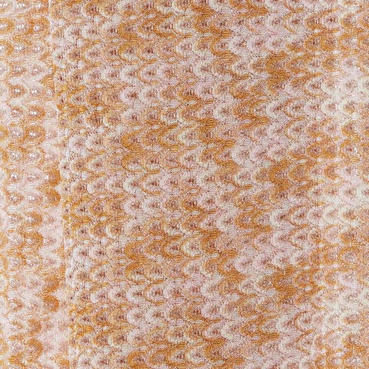Pre Owned Missoni Orange/Pink Textured Lurex Knit Stole