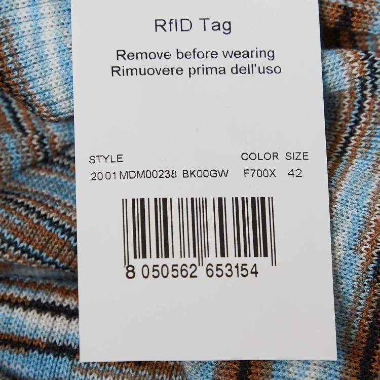 Pre Owned Missoni Blue Patterned Knit Cardigan M