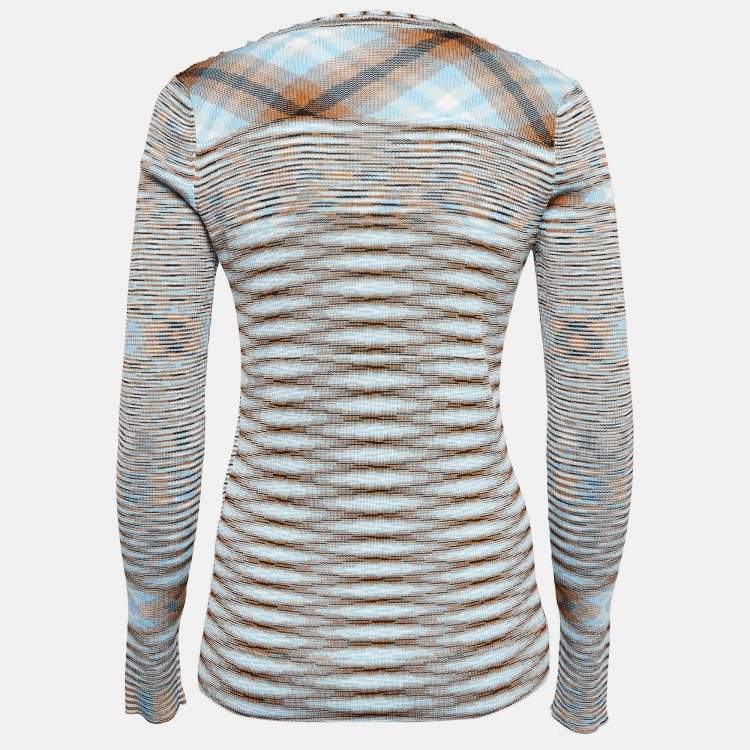 Pre Owned Missoni Blue Patterned Knit Cardigan M