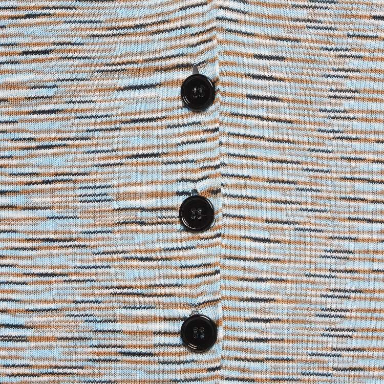Pre Owned Missoni Blue Patterned Knit Cardigan M