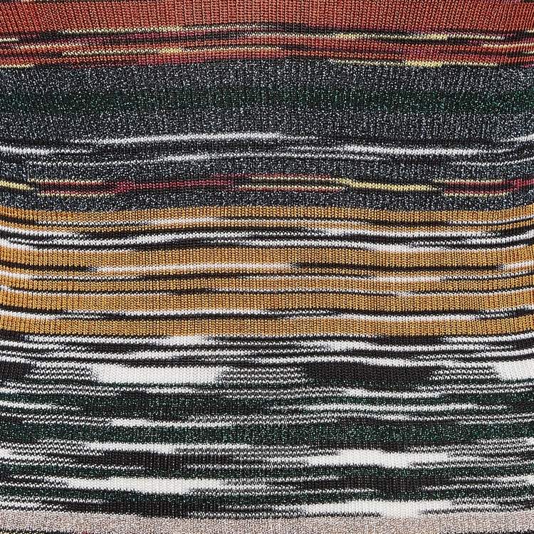 Pre Owned Missoni Multicolor Lurex Knit V-Neck Top M