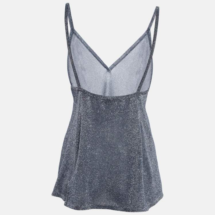 Pre Owned Missoni Metallic Blue V-Neck Camisole L