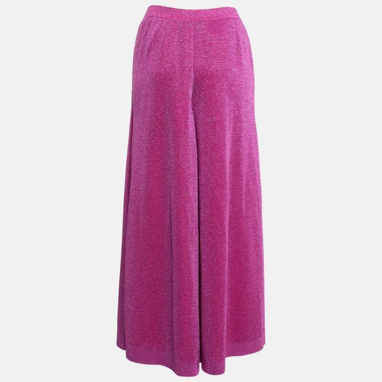 Pre Owned Missoni Pink Lurex Knit Palazzo Pants M