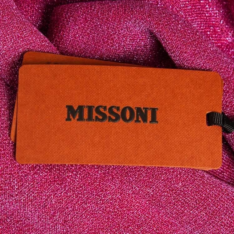 Pre Owned Missoni Pink Lurex Knit Palazzo Pants M