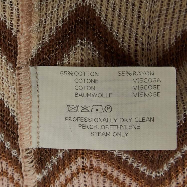 Pre Owned Missoni Pink Chevron Knit Cut-Out Detail Sheer Top M