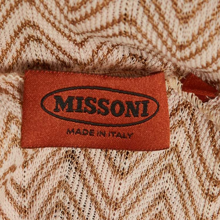 Pre Owned Missoni Pink Chevron Knit Cut-Out Detail Sheer Top M
