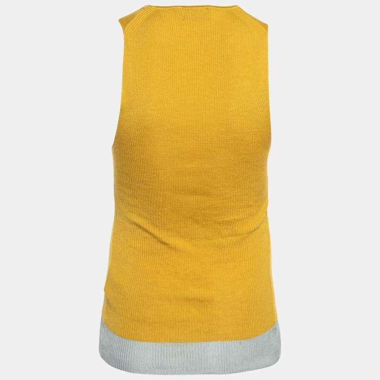 Pre Owned Missoni Yellow Wool Rib Knit Tank Top M
