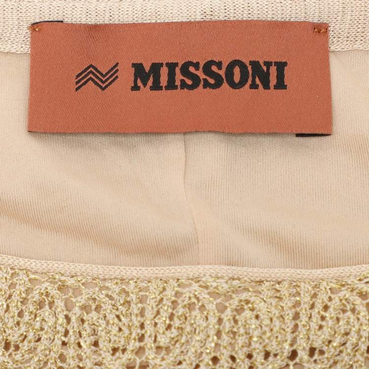 Pre Owned Missoni Beige Lurex Lace Midi Dress S