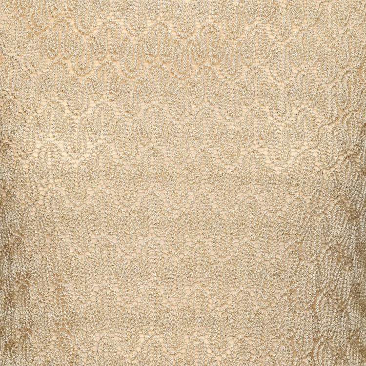 Pre Owned Missoni Beige Lurex Lace Midi Dress S