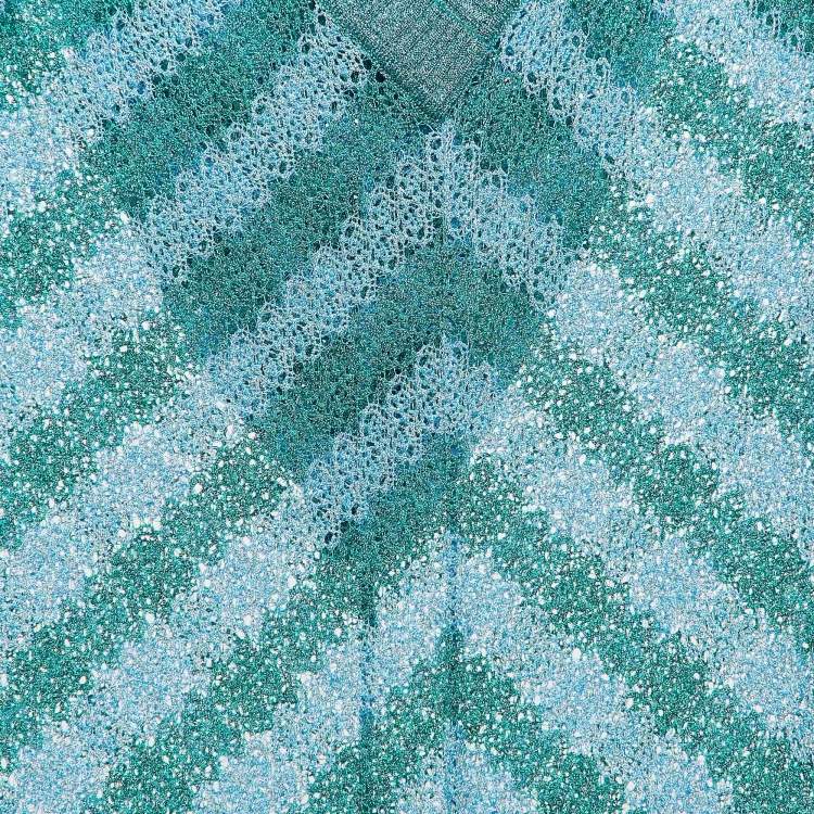 Pre Owned Missoni Green/Blue Lurex Knit Hooded Cover-Up S