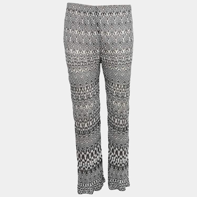 Pre Owned Missoni Black Patterned Knit Palazzo Pants M