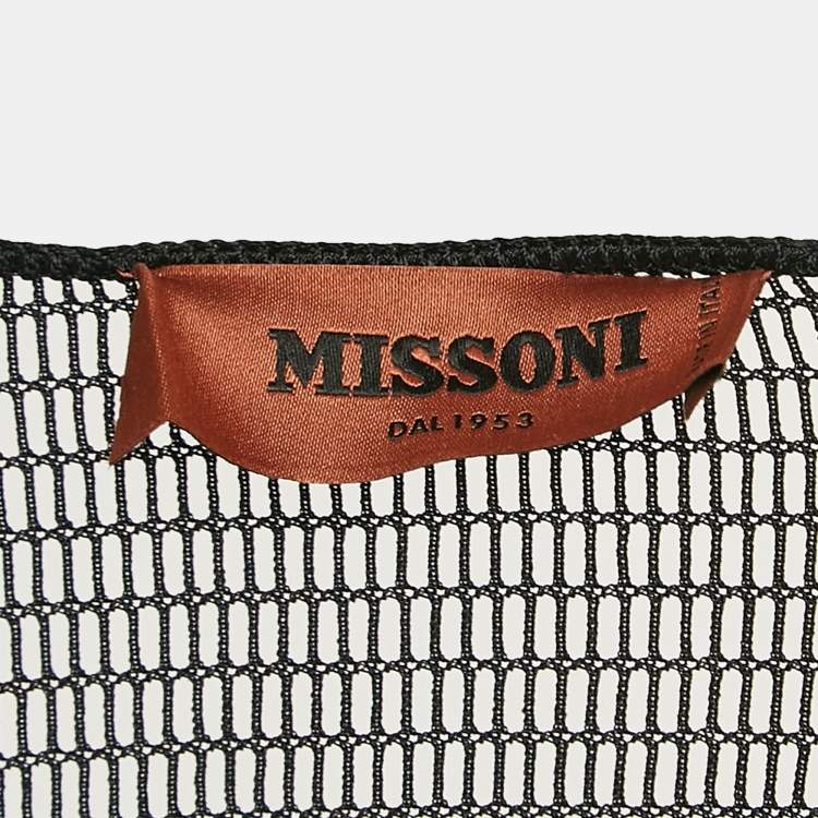 Pre Owned Missoni Black Mesh Wrap Style Maxi Dress With Scarf M