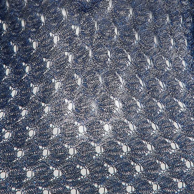 Pre Owned Missoni Silver/Blue Patterned Knit Mini Kaftan Dress S