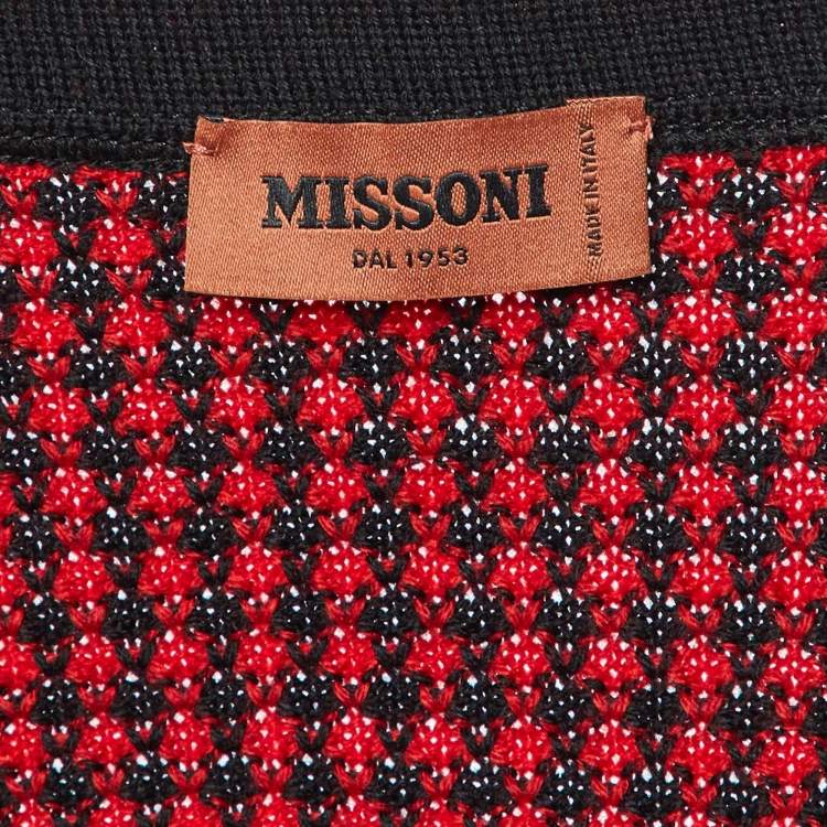 Pre Owned Missoni Red/Black Patterned Wool Cardigan XL