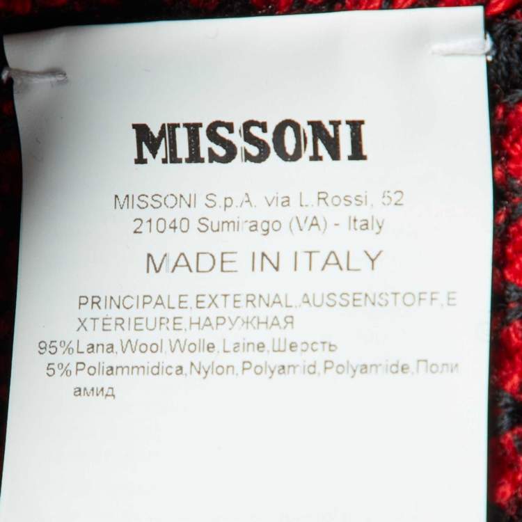 Pre Owned Missoni Red/Black Patterned Wool Cardigan XL