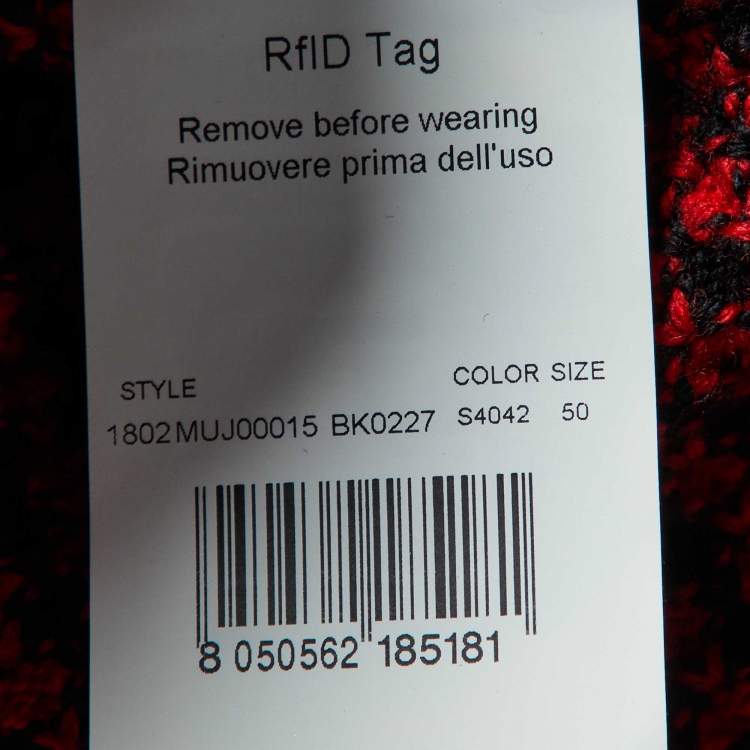 Pre Owned Missoni Red/Black Patterned Wool Cardigan XL