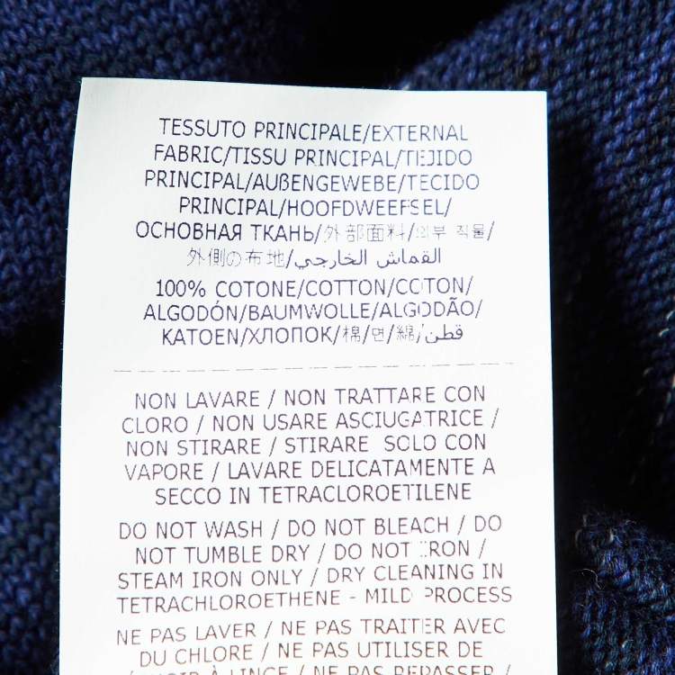 Pre Owned Missoni Navy Blue Patterned Knit Button Front Cardigan XXL