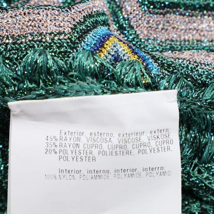 Pre Owned Missoni Green Knit Fabric Kaftan Maxi Dress XL