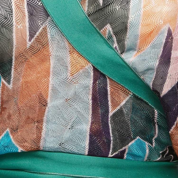 Pre Owned Missoni Multicolor Patterned Knit Tie-Up Detail Cardigan S