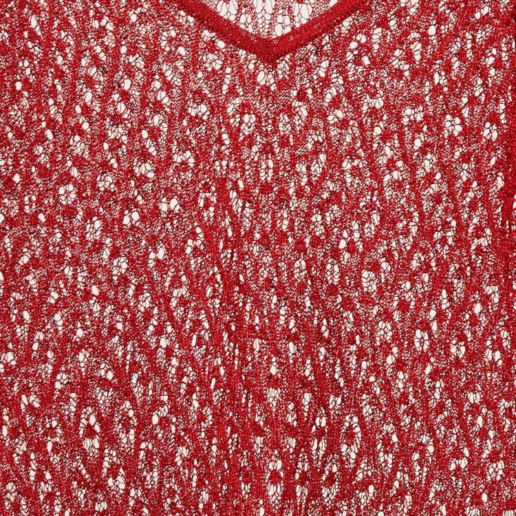 Pre Owned Missoni Red Stretch Knit Sheer Cami Top S