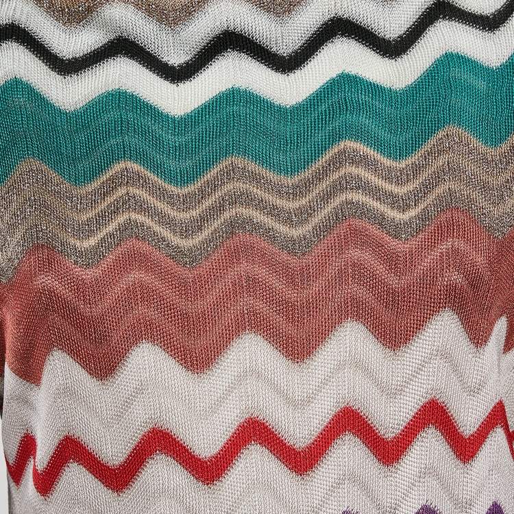 Pre Owned Missoni Multicolor Chevron Lurex Knit Mini Dress S