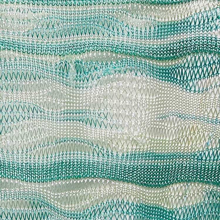 Pre Owned Missoni Green Stretch Knit Ruffled Mini Dress S
