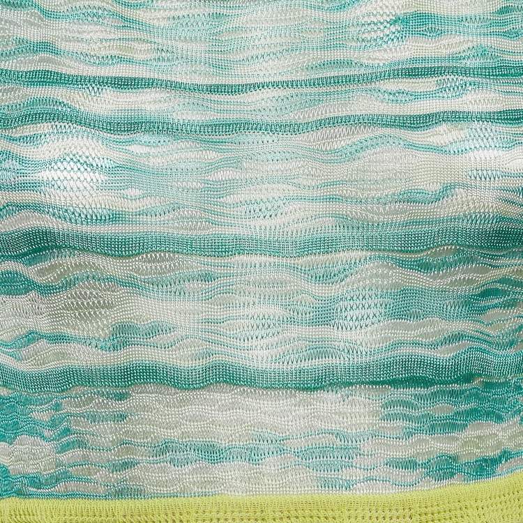 Pre Owned Missoni Green Stretch Knit Ruffled Mini Dress S