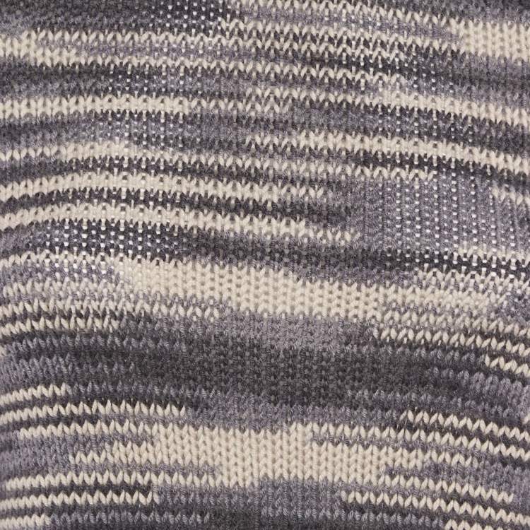 Pre Owned Missoni Grey Patterned Cashmere and Wool Knit Turtle Neck Sweater M